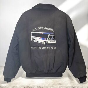 Vintage Greyhound Bus Line Size Medium Employee Driver Canvas Coat Embroidered